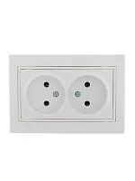 Розетка 2-м СП Mira 16А IP20 без заземл. с бел. вставкой керамика бел. LEZARD 701-0202-128