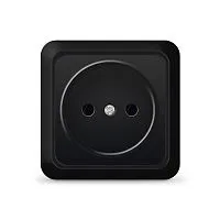 Розетка 1-м ОП Олимп 16А IP20 без заземл. черн. Universal 2224
