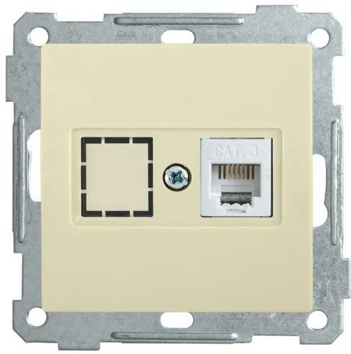 Розетка телефонная СП Bolero РТ12-1-Б RJ12 механизм крем. IEK ETB10-K33