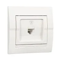 Розетка телефонная 1-м СП Deriy RJ11 16А IP20 евро стандарт бел. LEZARD 702-0202-137