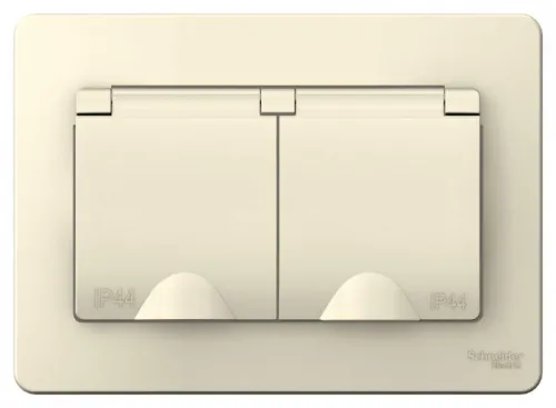 Розетка 2-м СП Blanca 16А IP44 250В с заземл. защ. шторки с крышкой молоч. SE BLNRS441122 фото 2