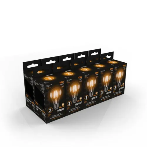 Лампа светодиодная филаментная Black Filament 10Вт A60 грушевидная 2700К тепл. бел. E27 930лм GAUSS 102802110 фото 4