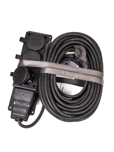 Удлинитель на каучуковой колодке 3х15м 16А IP44 250В 4кВт каучук КГ 3х2.5 черн. УХз16 Россия КОСМОС YKsm15m-3g(16A)KG-B