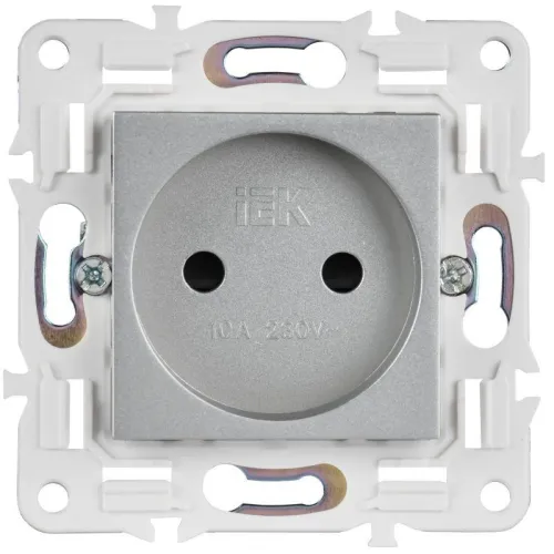 Розетка SKANDY 10А без заземл. защ. шторки SK-R01S серебр. IEK SK-R13-10-K23 фото 2
