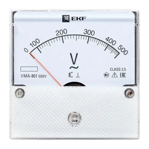 Вольтметр аналоговый VM-A801 на панель 80х80 (круглый вырез) 500В прямое подкл. EKF vm-a801-500/vma-801-500 фото 9