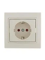 Розетка 1-м СП Mira 16А IP20 с заземл. защ. шторки со вставкой керамика крем. LEZARD 701-0303-124