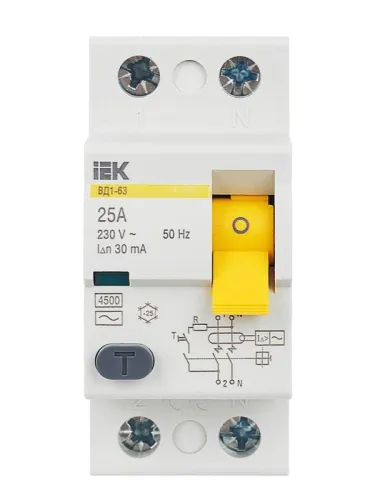 Выключатель дифференциального тока (УЗО) 2п 25А 30мА тип AC ВД1-63 KARAT IEK MDV10-2-025-030 фото 10