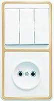 Блок БКВР-039 Бэлла (3-кл. выкл. + розетка) зол. Кунцево 5840