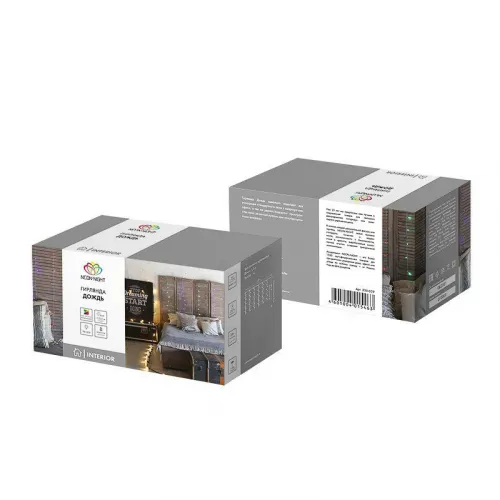 Гирлянда светодиодная "Светодиодный Дождь" 1.5х1м 96LED мультиколор 8Вт 230В IP20 с контроллером провод прозр. Neon-Night 235-029 фото 6