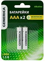 Элемент питания алкалиновый AAA/LR03 Alkaline (блист.2шт) GENERICA ABT-LR03-ST-L02-G