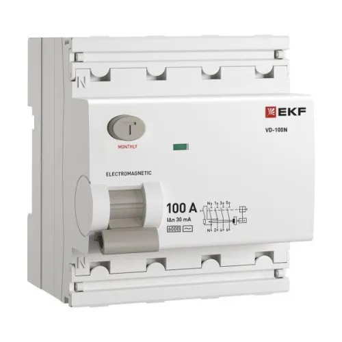 Выключатель дифференциального тока 4п 100А 30мА тип AC 6кА ВД-100N электромех. PROxima EKF E1046M10030