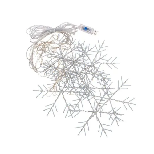 Гирлянда светодиодный занавес из росы с фигурами снежинок IP20 USB + пульт управления бел. Neon-Night 315-845 фото 2