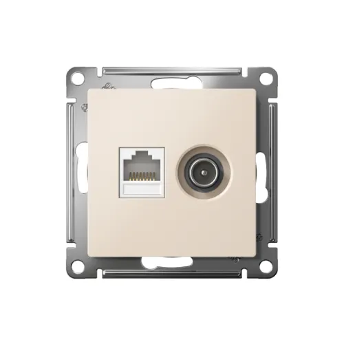 Розетка компьютерная + телевизионная 2-м СП AtlasDesign RJ45 кат.5E + TV механизм беж. SE ATN000289 фото 2