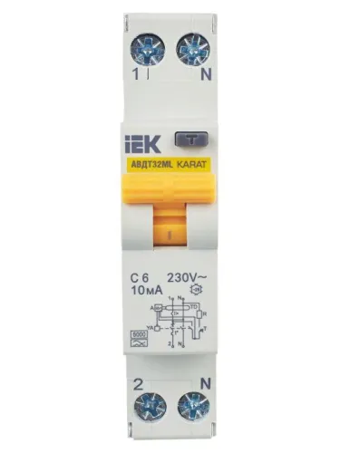 Выключатель автоматический дифференциального тока C 6А 10мА тип A АВДТ32ML KARAT IEK MVD12-1-006-C-010-A фото 8