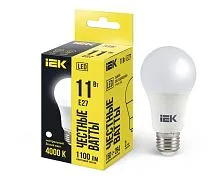 Лампа светодиодная 11Вт A60 грушевидная 4000К нейтр. бел. E27 1100лм 230-240В IEK LLE-A60-11-230-40-E27