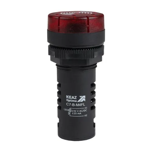 Зуммер с пульсирующим сигналом OptiSignal Compact D22 С7-B-M4FL красн. с подсветкой 230В AC/DC КЭАЗ 362174