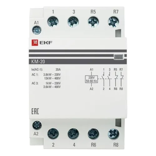 Контактор модульный КМ 20А 2NО+2NC (3 мод.) PROxima EKF km-3-20-22 фото 2