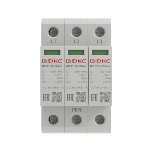 Модуль сменный УЗИП тип 2 3п Imax 40кА Un 440В YON SPD-T2-3L40P440 фото 2