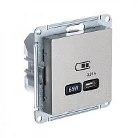 Розетка USB AtlasDesign тип C 65Вт QC PD высокоскор. ЗУ механизм шампань SE ATN000527