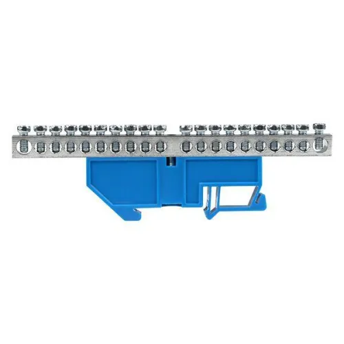 Шина нулевая N 6х9 20 отверст. цинк син. изолятор на DIN-рейку PROxima EKF sn1-63-20-d фото 3