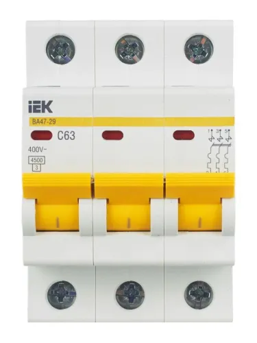 Выключатель автоматический модульный 3п C 63А 4.5кА ВА47-29 KARAT IEK MVA20-3-063-C фото 5