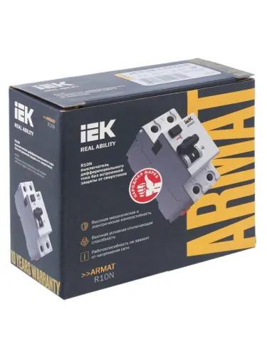 Выключатель дифференциального тока (УЗО) 2п 25А 30мА тип AC ВДТ R10N ARMAT IEK AR-R10N-2-025C030 фото 3