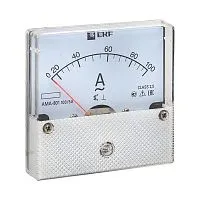 Амперметр аналоговый AM-A801 на панель 80х80 кругл. вырез 100А трансф. подкл. EKF am-a801-100/ama-801-100