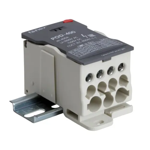 Блок распределительный винтовой зажим 1х185кв.мм 2х35кв.мм 5х16кв.мм 4х10кв.мм DKC POD-400