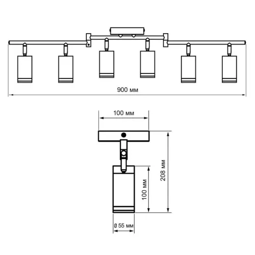 Светильник PCL-0306 6xGU10 IP20 230В BL настен./потолочн. декор. под лампу JazzWay 5066601 фото 12