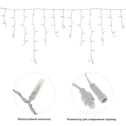 Гирлянда светодиодная "Айсикл" (бахрома) 4.8х0.6м 176LED RGB 19Вт 230В IP65 провод прозр. Neon-Night 245-209 фото 2