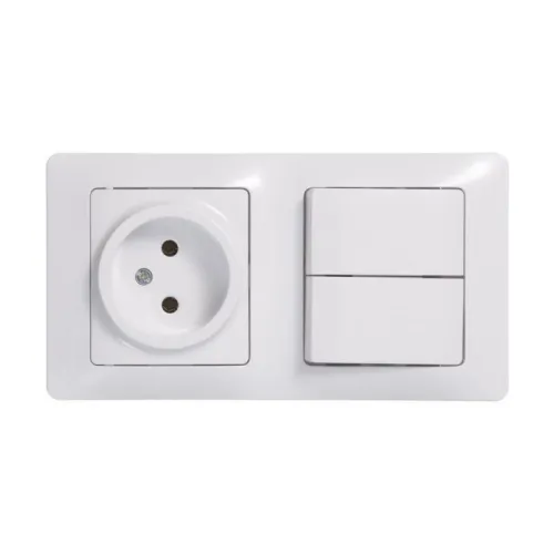 Блок комбинированный Glossa (розетка + 2-кл. выкл.) бел. SE GSL000172 фото 4