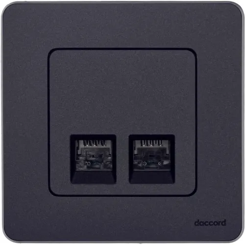 Розетка компьютерная 2-м Inspiria RJ45 кат.5E UTP антрацит IEK 673838 фото 2