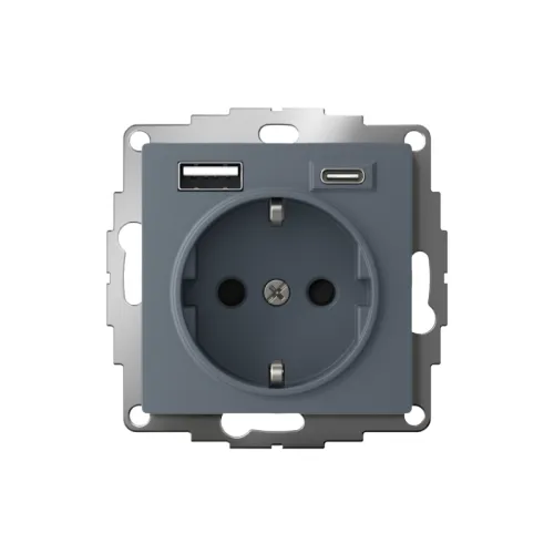 Розетка AtlasDesign 16А с 2-мя заряд. устройствами USB тип A+C 5В/2.4А 2х5В/1.2А механизм грифель SE ATN000732 фото 2