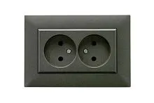 Розетка 2-я Karea RIZZ STAR без заземл. дым. металлик Makel 88050017