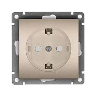 Розетка 1-м СП Афина 16А IP20 с заземл. защ. шторки механизм шампань Universal A0049-Br