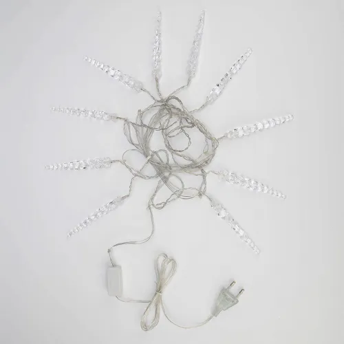 Гирлянда светодиодная "Айсикл" (бахрома) "Сосульки" 1.5х0.25м 10LED тепл. бел. 0.51Вт IP20 провод прозр. Neon-Night 303-067 фото 6