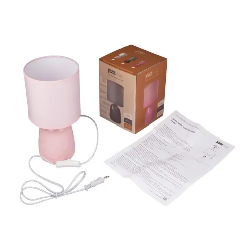 Светильник настольный JH2-02-pk E14 IP20 130х130х255мм керамика; ткань; PVC-пластик роз. JazzWay 5062337 фото 6