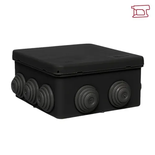 Коробка распределительная КМР-030-014 100х100х50 IP55 с крышкой 10 мембранных вводов черн. розн. стикер EKF plc-kmr-030-014-b фото 2