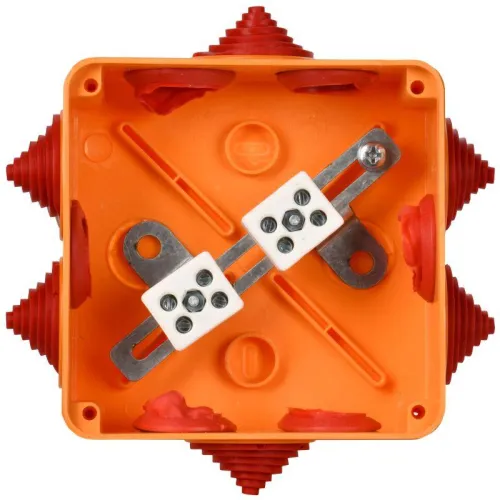 Коробка распаячная огнестойкая ПС 100х100х50 4P 4кв.мм IP55 6 вводов IEK UKF30-100-100-050-4-4-09 фото 5