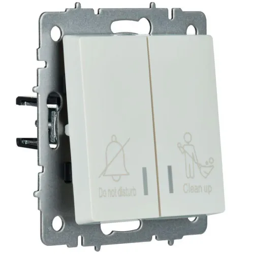 Выключатель 2-кл. BRITE 10А ВС10-2-9-БрЖ для отелей с индик. механизм жемчуж. IEK BR-V20-2-10-K36 фото 2