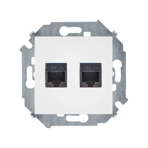 Розетка компьютерная 2-м Simon 15 RJ45 кат.5E AMP механизм бел. Simon 1591552-030