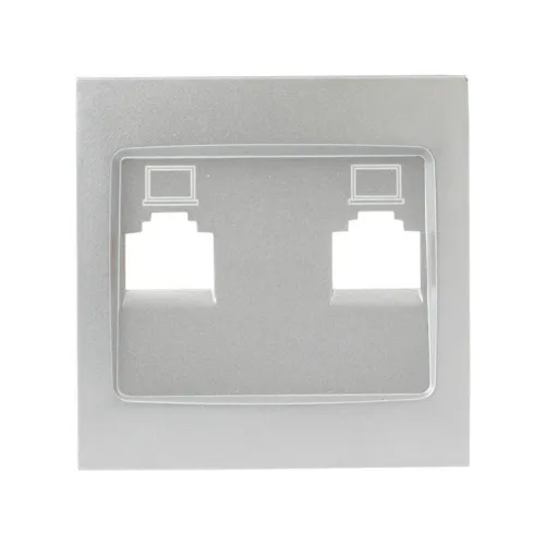 Панель лицевая Валенсия для розетки 2-м RJ-45 сталь PROxima EKF ESK02-L-035-30 фото 3