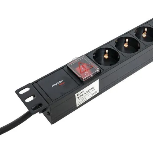 Блок PDU TERACOM PRO 19дюйм 1U 16А/250В 8 роз. Schuko с выключат. шнур 2м 3х1.5кв.мм вилка Schuko корпус алюм. черн. EKF TRP-HPD-LS-16A-8SH-2MSH фото 7