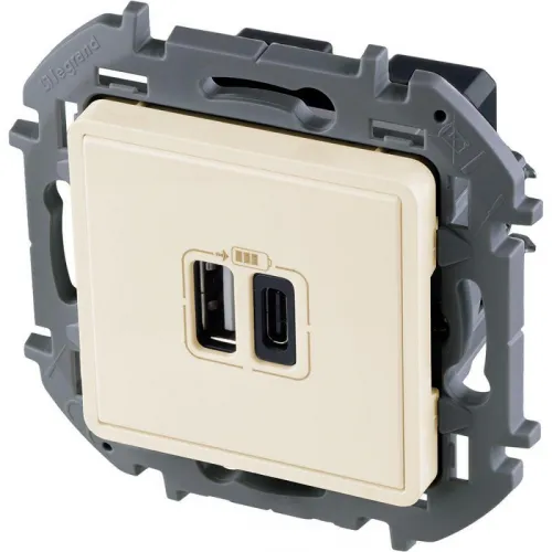 Устройство зарядное Inspiria с 2-мя USB разьемами A и C 240В / 5В 3000мА сл. кость Leg 673761 фото 3