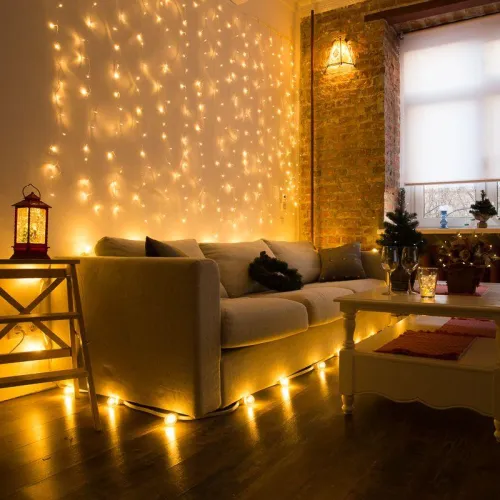 Гирлянда светодиодная "Светодиодный Дождь" 1.5х1.5м 144LED тепл. бел. 12Вт 220-240В IP20 свечение с динамикой с контроллером провод прозр. Neon-Night 235-036 фото 11