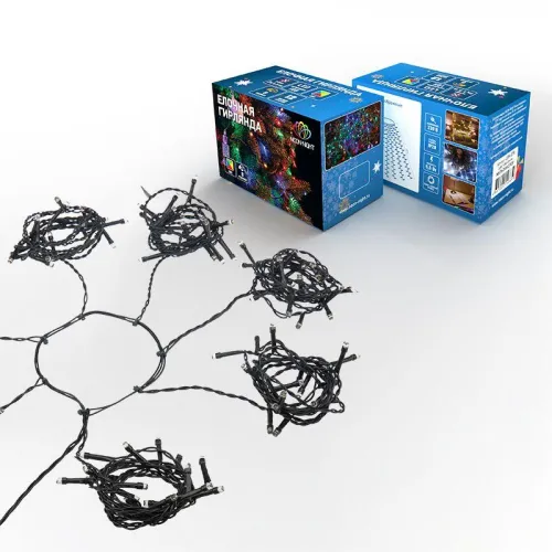 Гирлянда светодиодная елочная с кольцом 7 нитей х1.5м 105LED мультиколор 5.5Вт 220-240В IP20 не соединяемая Neon-Night 235-079 фото 7