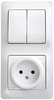 Блок комбинированный Glossa (розетка + 2-кл. выкл.) бел. SE GSL000172