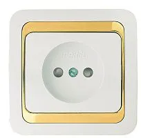 Розетка Mimoza без заземл. с защитой от детей с зол. вставкой Makel 12252