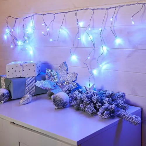 Гирлянда светодиодная "Айсикл" (бахрома) 1.8х0.5м 48LED син. 3Вт 230В IP20 провод прозр. Neon-Night 255-013 фото 2