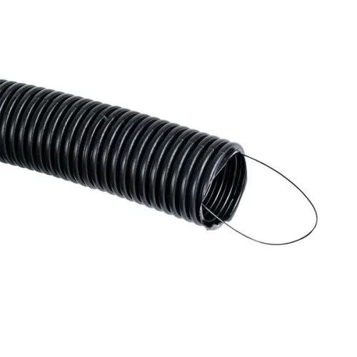 Труба гофрированная d40мм с протяжкой безгалоген. трудногорючая (FRHF) черн. (уп.25м) Plast EKF FRHF-40 фото 3